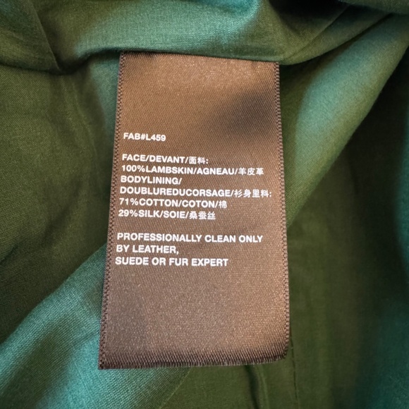 $1795 Lafayette 148 Elm Green Leather Moto Bernice Jacket Size Medium NWT - Picture 9 of 9